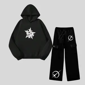 One Set Boxy & Sweatpants Baggy Skinny Monogram Setelan Hoodie Berbahan Kain Fleece Lembut Adem Size M-XXL