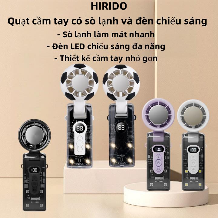 HIRIDO FC8 quạt cầm tay làm mát tốc độ cao, quạt tăng áp turbo 3 trong 1 (quạt tốc độ cao - làm mát lạnh - đèn LED), 100 cấp gió, có thể xoay và gấp 180 độ, làm mát sâu, sử dụng 1–3 giờ, pin 3600 mAh