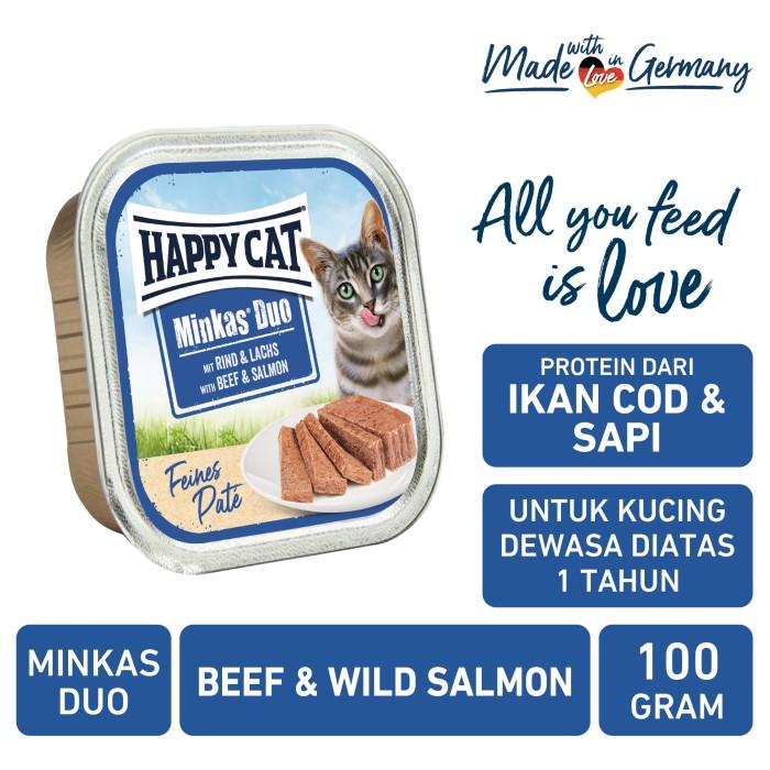 Gambar Happy Cat Minkas Duo Makanan Kucing Basah Daging Sapi dan Salmon dari Happy Dog Happy Cat Indonesia Kota Administrasi Jakarta Utara Tokopedia