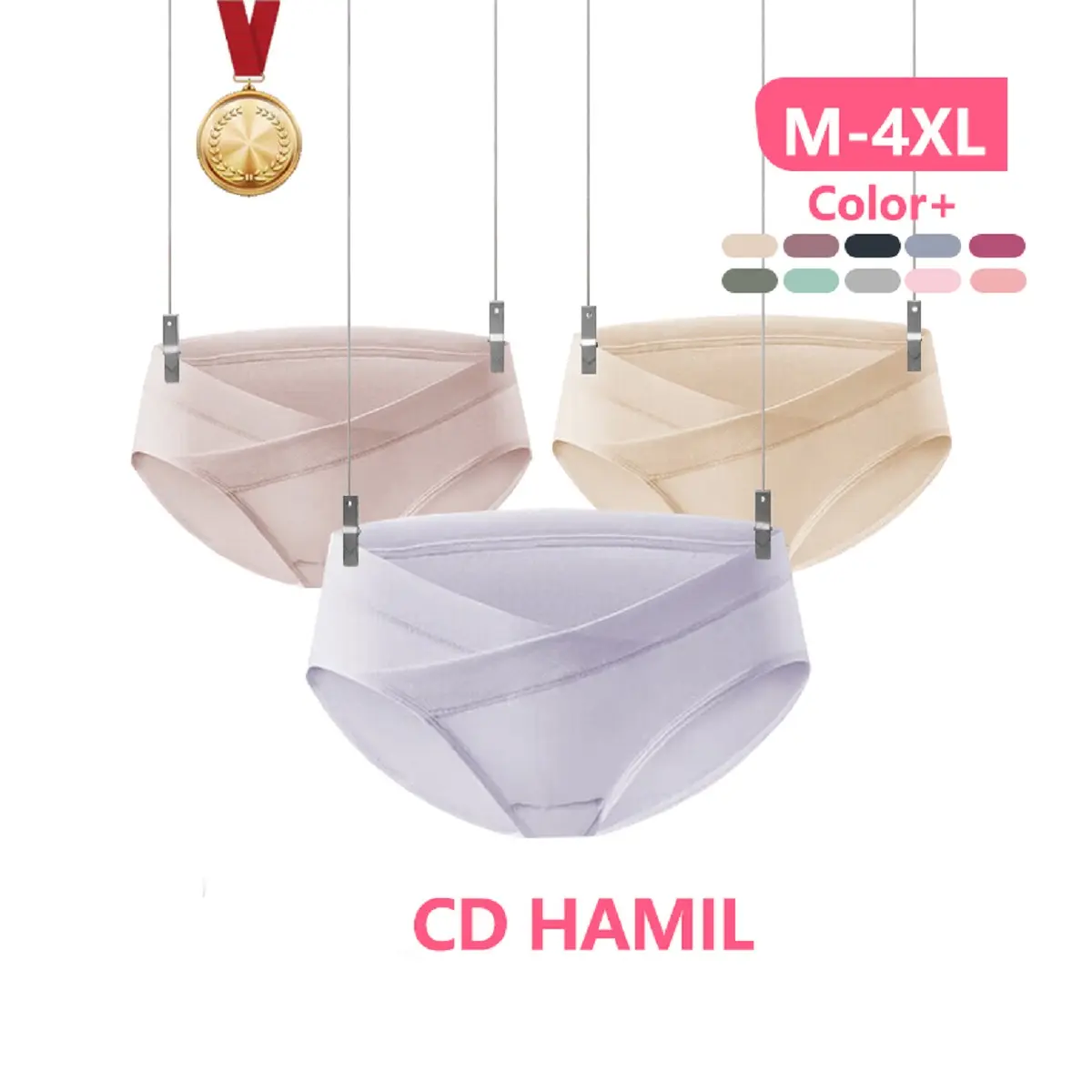 Celana Dalam Hamil Jumbo Bahan Katun Briefs Elastis Seamless Low Waist CD Maternity Panty 20020
