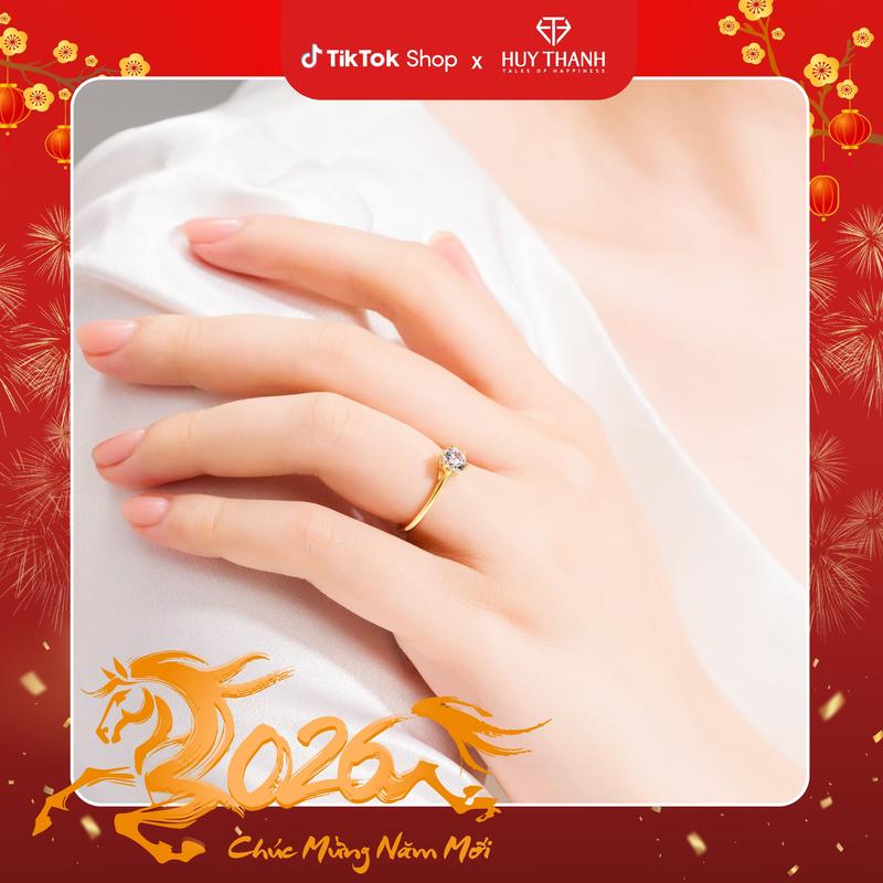  HuyThanhJewelry NDINO20 Nhẫn cầu hôn vàng tây 14K 10k Đá Cz 