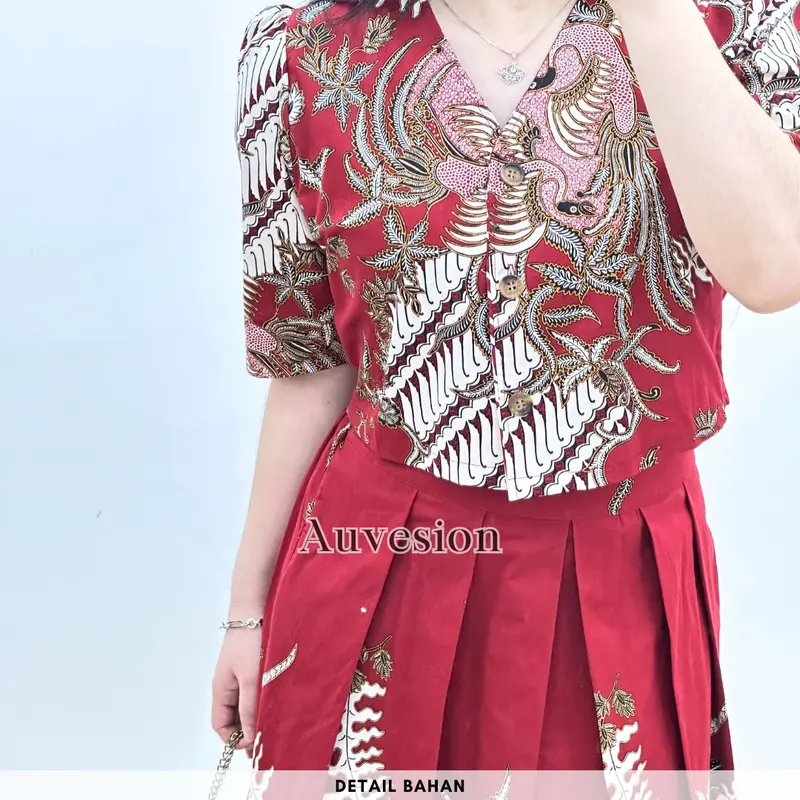 6243 Rana V-Neck Batik One Set Rok Setelan Rok Batik Wanita 3