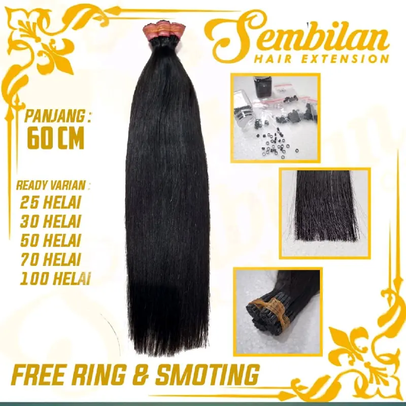 GROSIR RAMBUT SAMBUNG NATURAL 60 CM-Free Smooting 0