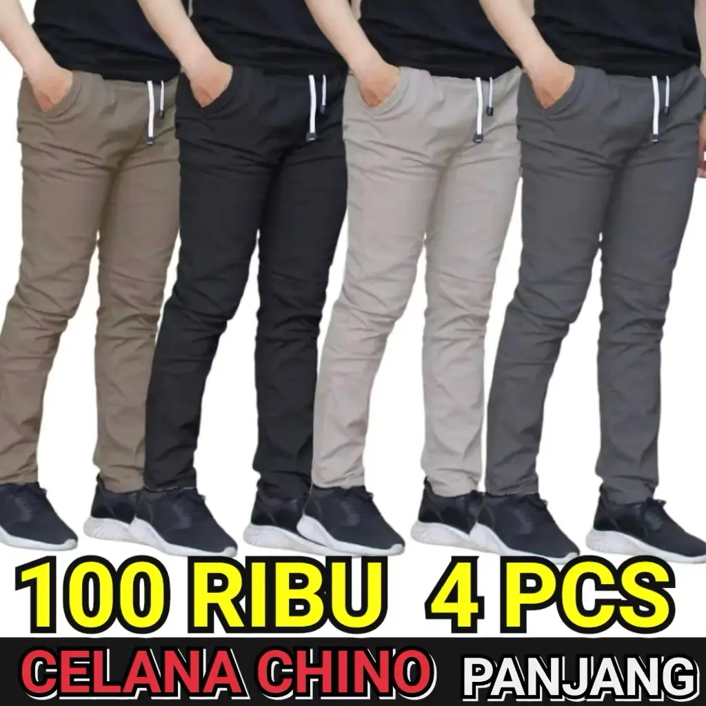 CELANA CHINO PANJANG PRIA PINGGANG KARET/FIT 100 RIBU DAPAT 4 Celana Panjang Pria Slimfit Kolor Rib Celana Chinos Panjang Celana Chino Panjang pinggang karet