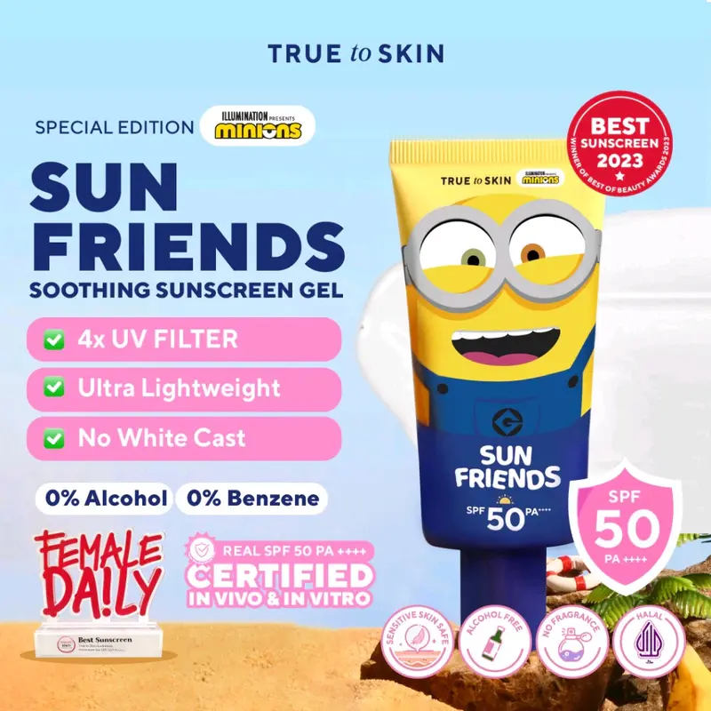 True to Skin - [MINIONS SPECIAL EDITION] Sunfriends SPF 50 PA ++ Sunscreen Gel 50 ml 1