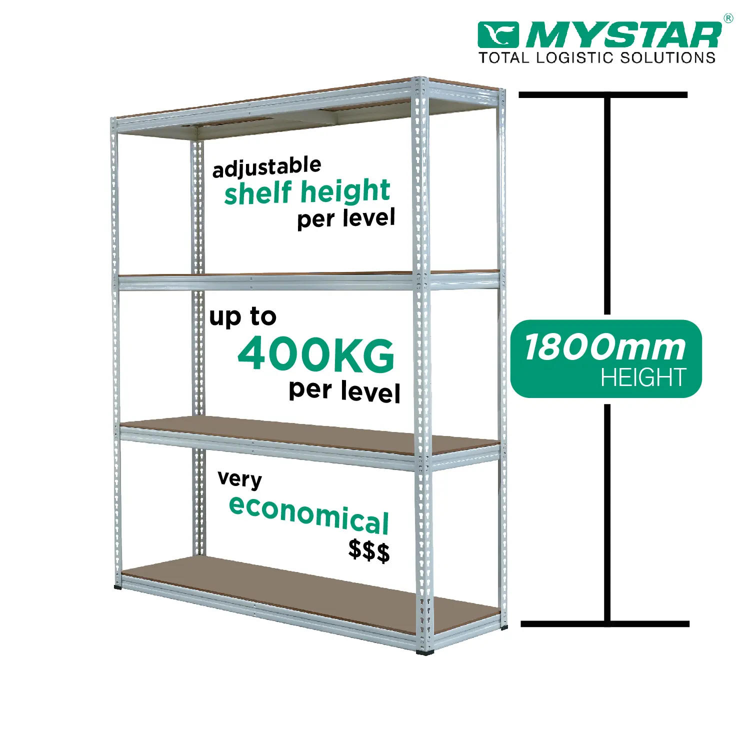 Original MYSTAR Boltless Rack for Bomb Shelter and Storeroom (Fibreboard) | 1800mm Height | Singapore Local Stock |