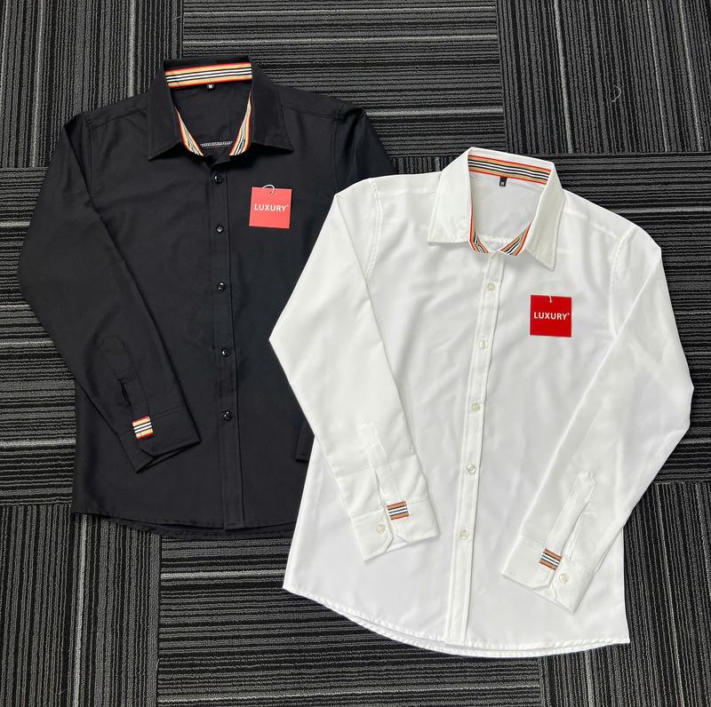  Áo sơ mi nam tay dài phối sọc cổ đỏ vải lụa mềm mịn - MÂY FASHION menswear shirt somi có cổ Navy Kate 