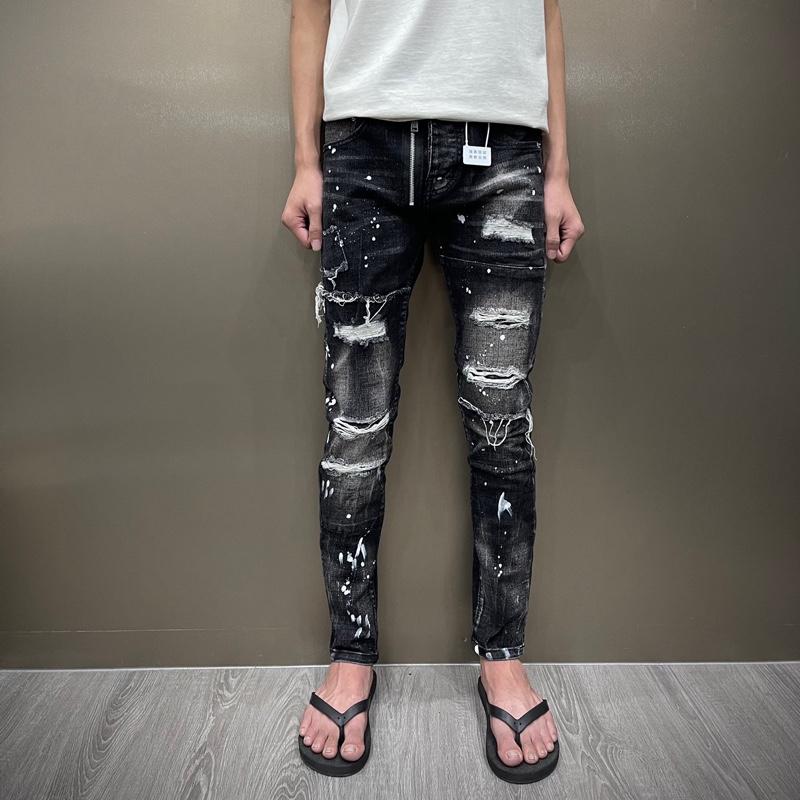 Quần jean nam màu đen xám rách xù nhiều miếng vá đáp bản siêu cấp có tang lụa host neww 2025