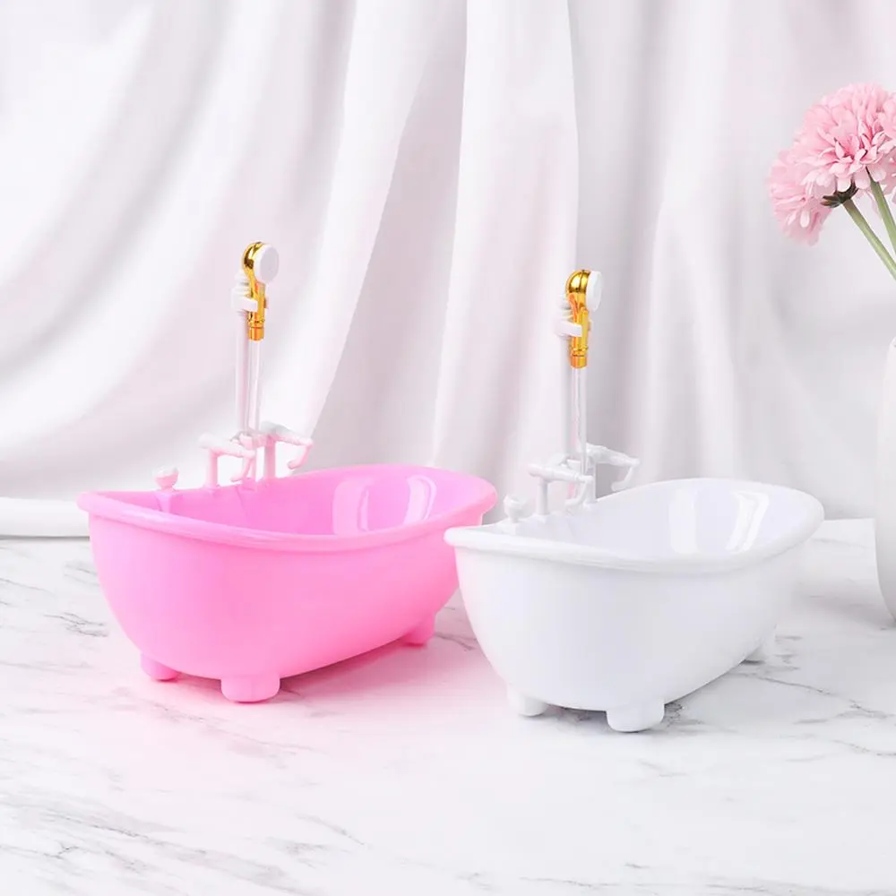 Spraying Water Kids Bathing Toys Mini Bathroom Plastic Tub Miniatures Electric Bathtub Doll Accessories 1:6 Scale