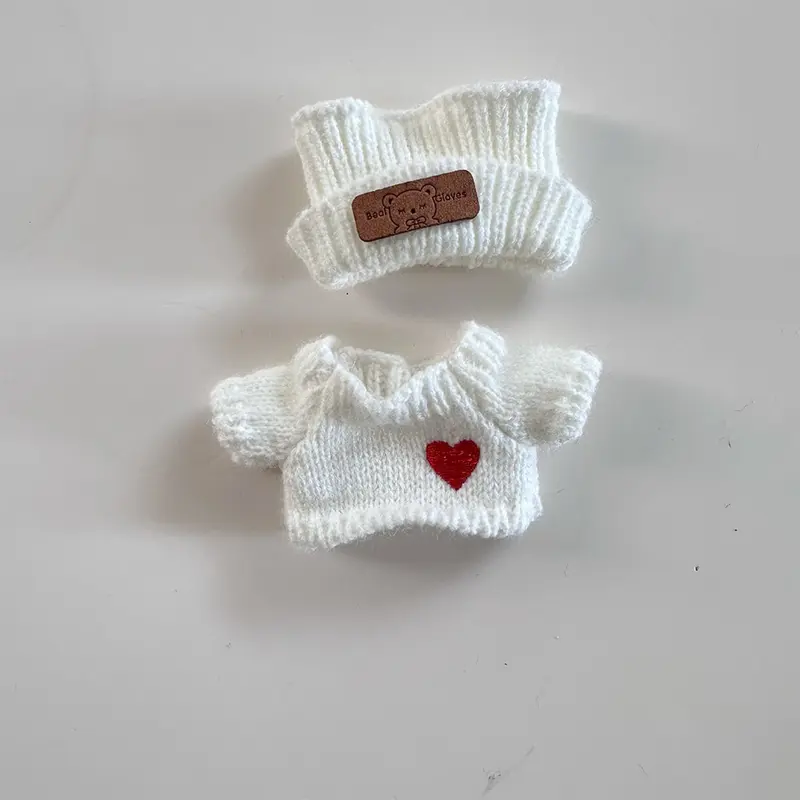 [Clothes only] labubu doll clothes pendant LALBUBU bear label hat love sweater set Cute Decoration Little Cloths#472032LS 6