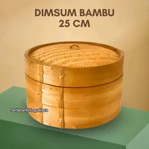 Klakat Dimsum 25 cm 1 tutup 2 badan bahan bambu