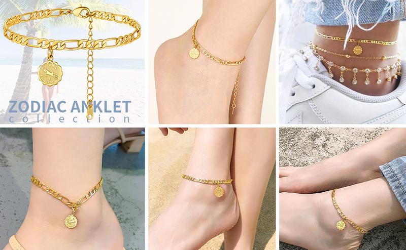 Product Introduction of Horoscope Star Sign Figaro Chain Anklet Constellation Zodiac Jewelry 2