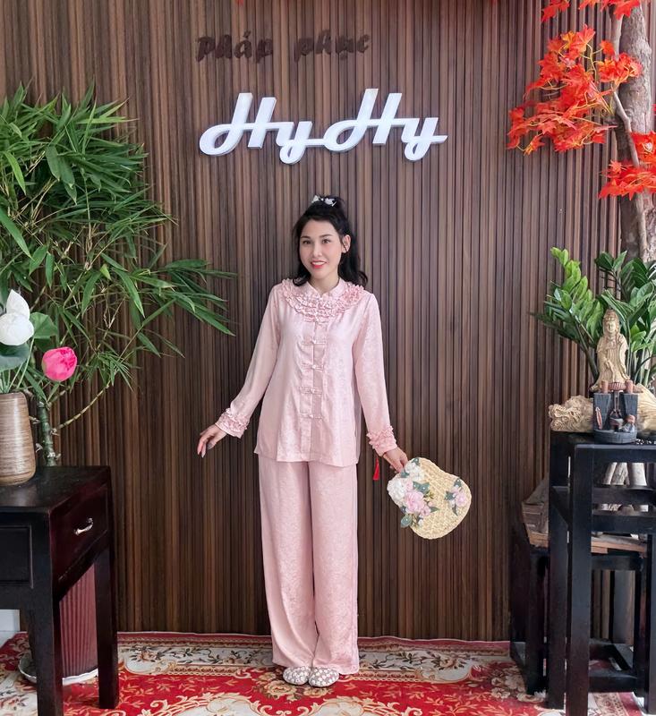 VĨNH NINH - Bộ Pháp Phục Lễ Chùa Nữ Bigsize Vải Gấm Phối Bèo Sang Trọng-HyHy House