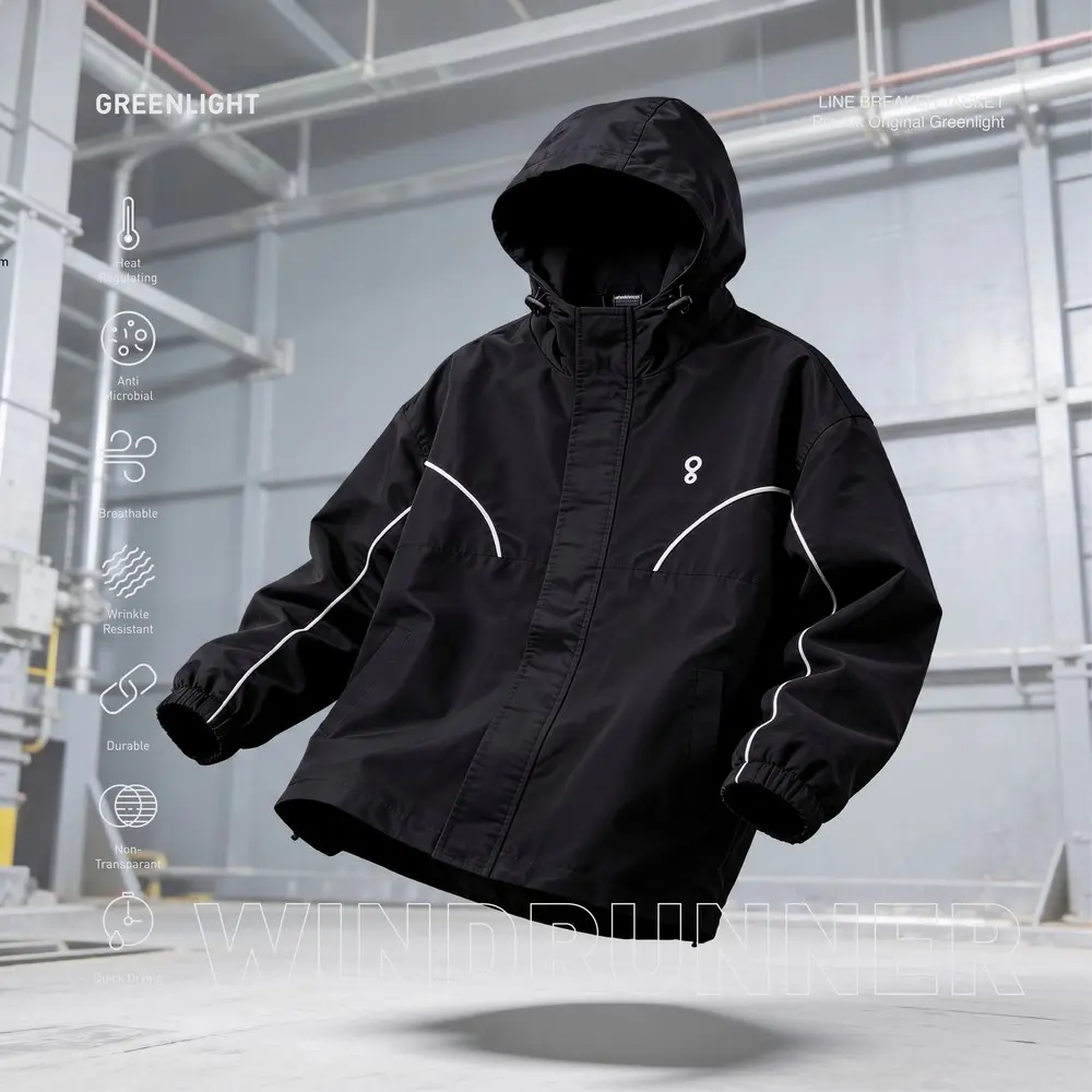 Greenlight Jaket Windrunner Pria Regular Fit Taslan Line Breaker OL-070925