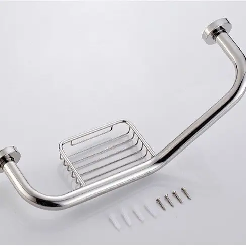 Grip Bar Stainless L 50cm + tempat ral sabun batang - Pegangan grab bar Handle kamar Mandi Tembok dinding gagang bathtub disable bar orang tua sakit lansia  /S10A 6