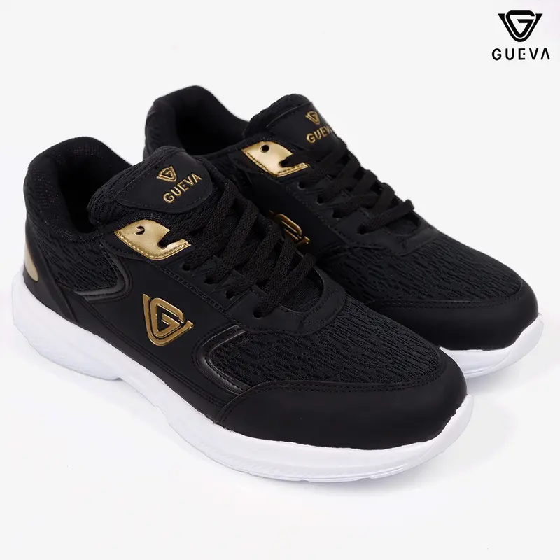 GUEVA-021-Sepatu Sneakers Casual Pria Wanita shoes putih Hitam Snekers Black 0