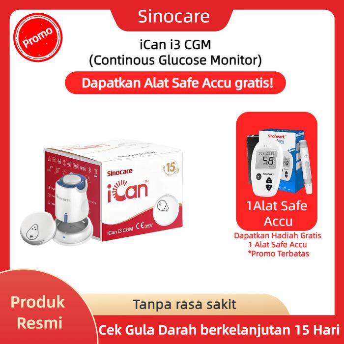 Gambar CGM Sinocare iCan3, Dapatkan 1 Alat Safe Accu Gratis Contionus Glucose Monitor Cek Gula Darah Tempel continuous gcm diabetes ican i3 tes tanpa cucuk dari SINOMED OFFICIAL STORE Kota Tangerang Tokopedia