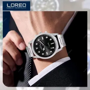 COD* JAMA TANGAN KUARSA GAYA BISNIS pria wanita tali baja steel stanlis tahan karat dial besar PFC 200 200m/660ft Elegan Kaca Hitam Stainless Gold Quartz Watches