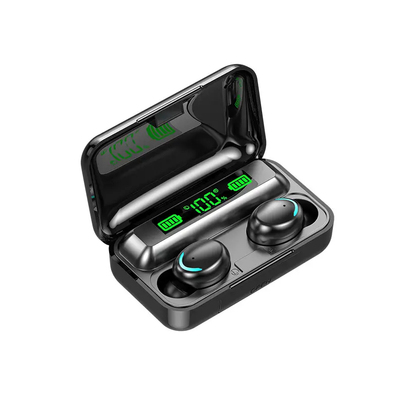 F9-5C in-ear wireless Bluetooth earphones Durable intelligent noise-cancelling earphones Smart digital display fingerprint touch dual Stereo Sound earphones