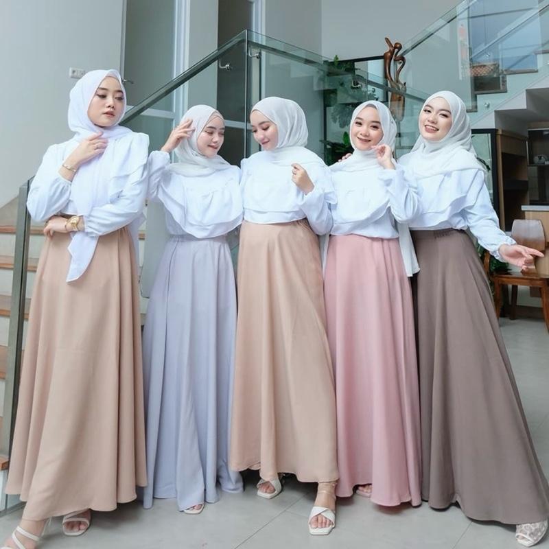Product Introduction of Rok Polos Panjang Wanita Dewasa  Maxi Hitam -, Casual, , Cewek 22
