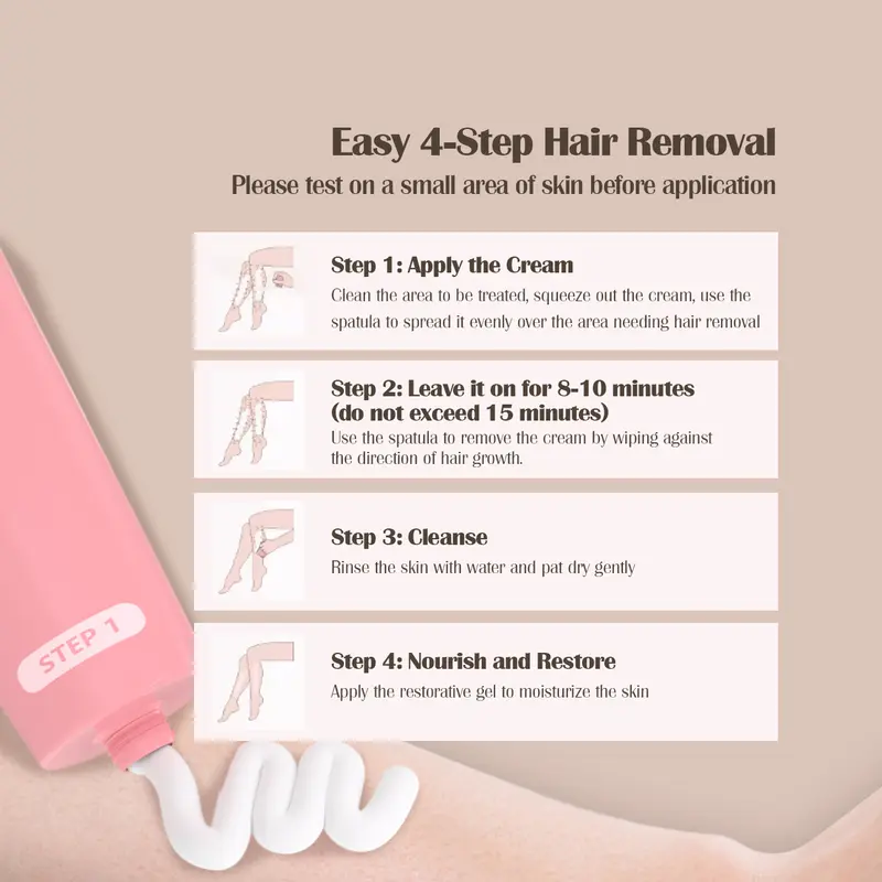 HOBE BAR Gentle Hair Removal Cream with Plant Extracts, Suitable for Both Men and Women (50 ml Depilatory Cream + 30 ml Repair Gel) / Krim Perontok Bulu dengan Ekstrak Tanaman, Cocok untuk Pria dan Wanita (50 ml Krim Depilator + 30 ml Gel Pelembap) Waxing 7