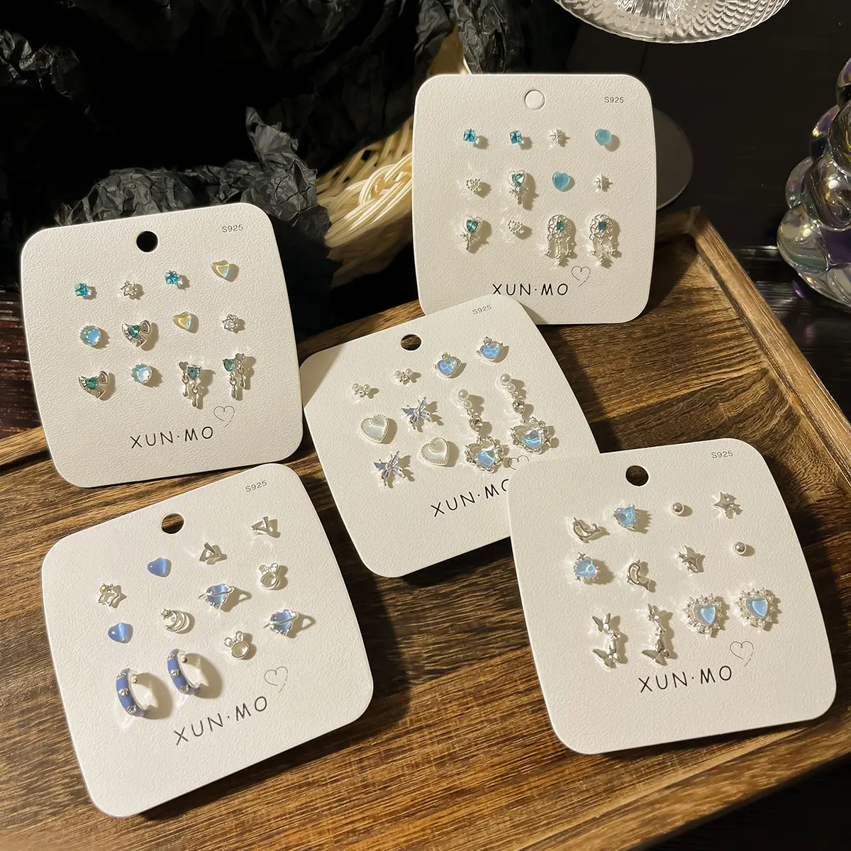 Bông tai zircon thiết kế bầu trời đầy sao kim bạc S925 nhỏ nhắn tinh tế tươi trẻ đầy nữ tính dễ kết hợp với bông tai bầu trời đầy sao màu hồng
