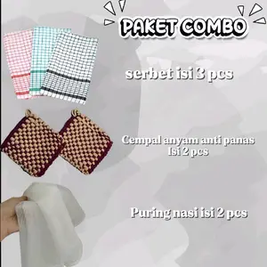 Paket Combo Murah Terdiri Dari 3 Serbet 2 Cempal Dan 2 Puring Nasi Serba Guna Dapur