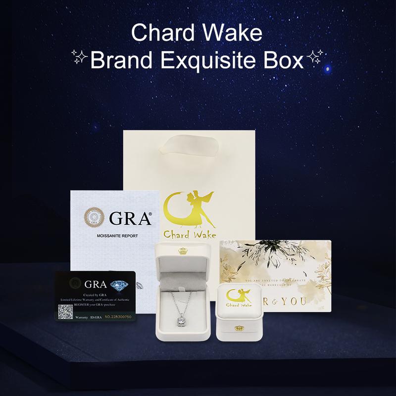 【003Harga telah dibanting, segera di CO】Chard Wake Anting princess round Anting wanita elegan high quality cantik elegan anti Zirconia 1 Carat Sertifikat GRA Kotak Indah   CWE002 8