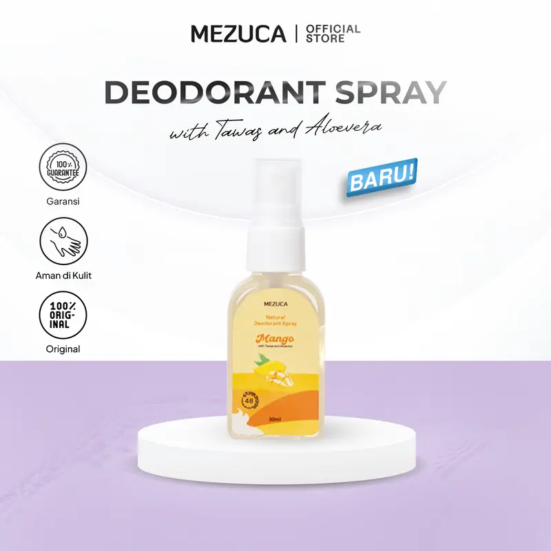 [Dapat 5 Botol] Deo Spray Mezuca 30ml FREE POUCH Fresh Fruit Deodorant Spray with Tawas dan Aloevera Asli 5