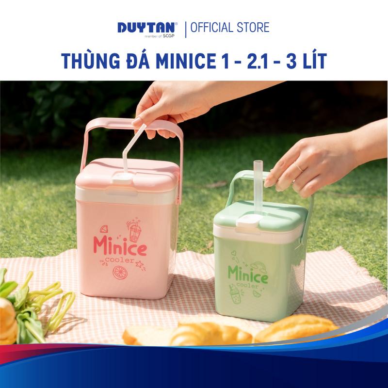 Thùng đá Minice 1L, 2.1L, 3L DUY TÂN nhựa PP, PU giữ nhiệt, bình đá mini, bình giữ nhiệt có quai xách, đựng nước giải khát phít  nước  đá  giữ  nhiệt bình  đựng  trà  sữa  2  lít