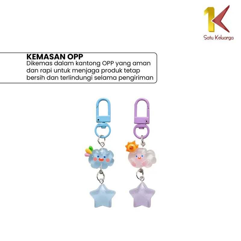 [COD] SK C1160 Keychain Gantungan Kunci Awan Bintang Kilat Lucu 8