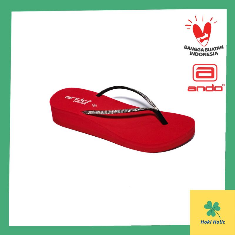 Ando Sandal Wedges Jepit Wanita - Ando Nice Blink Hitam 2