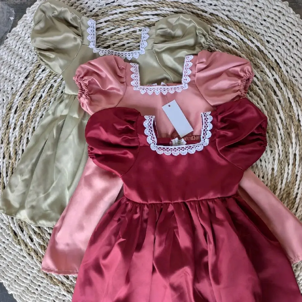 Gaun Cinderella Anak Perempuan Usia 0-6 Tahun - Dress Simpel Elegant Satin - Fashion