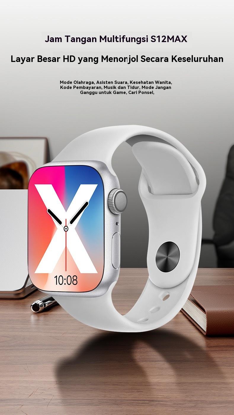【Panggilan Bluetooth】Jam Tangan Pintar S12 - Dukung Panggilan Bluetooth, Tanpa Keluarkan HP, Layar HD, Multi Mode Olahraga: Lari/Bersepeda/Bola/Mendaki/Yoga, Monitor Detak Jantung, Tren