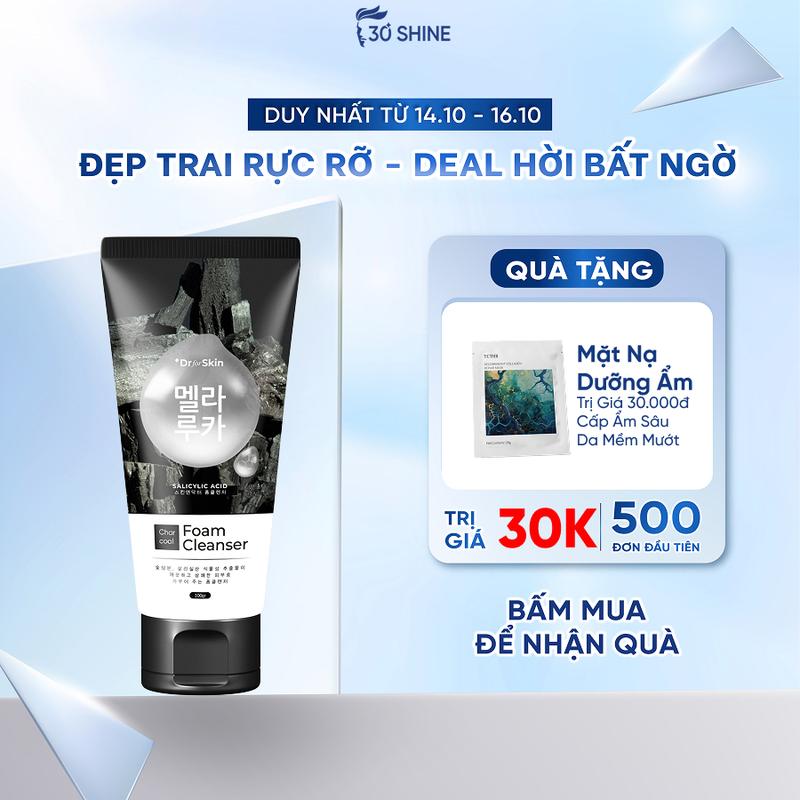 Sữa rửa mặt nam giới tinh chất Than hoạt tính Dr.FORSKIN Skincare dưỡng ẩm trắng da 30Shine phân phối chính hãng