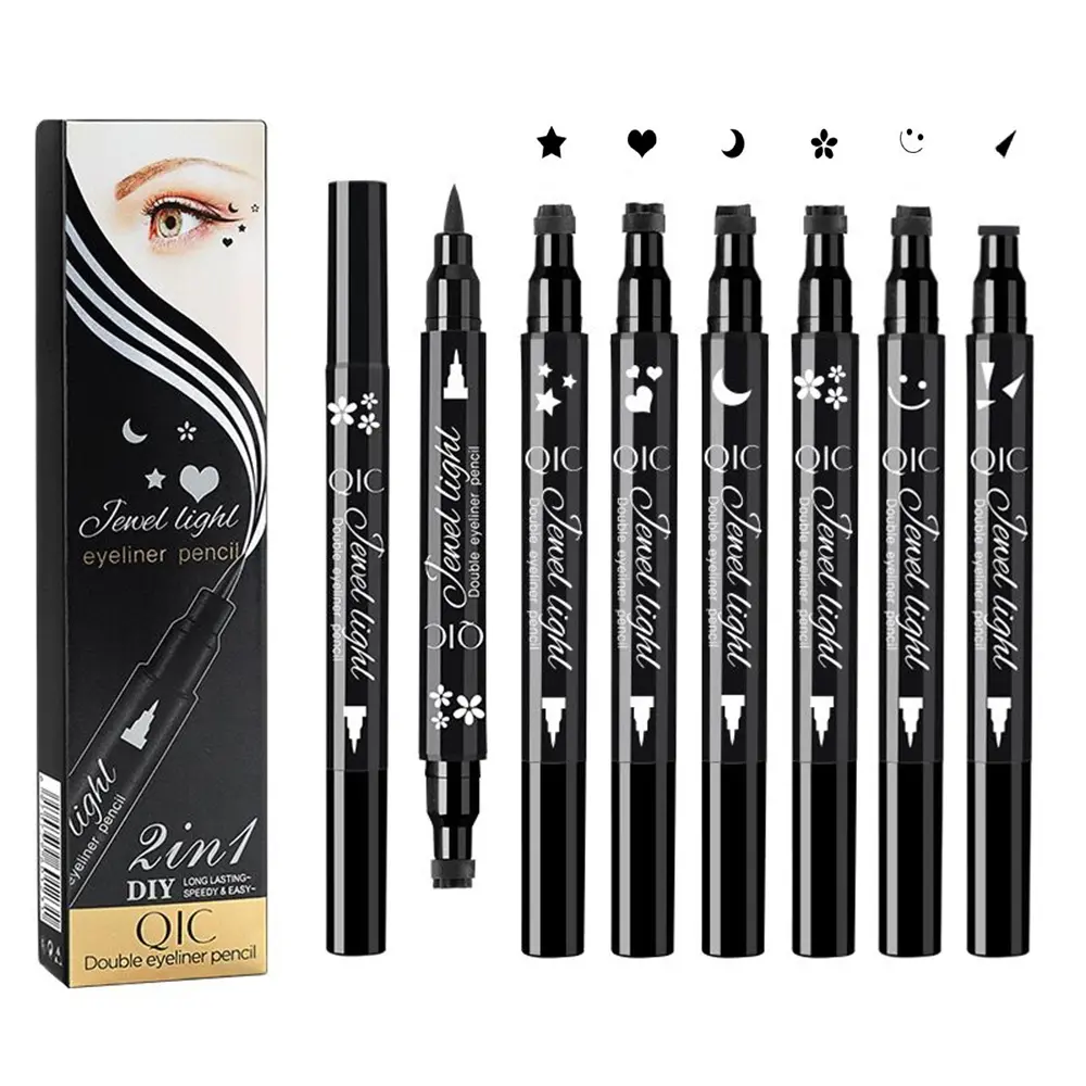 1 Pcs Double Sides Black Waterproof Star Heart Shape Dot Stamp Tattoo Eyeliner Pencil Eye Liner Pencil