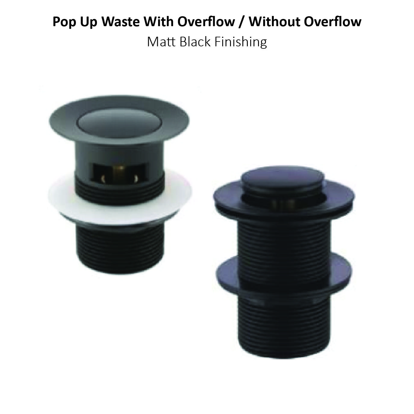 SG Ready Stock Authorized Dealer Matt Black Basin Pop Up Waste (With Overflow / Without Overflow)