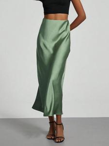 Falda de color sólido para mujer, elegante y de moda para fiestas y citas, faldas para mujer para el verano