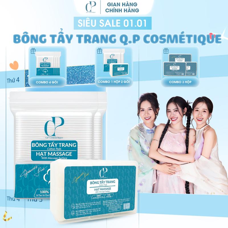 Combo 4 Gói | 600 Miếng Bông Tẩy Trang Không Xơ Rách Q.P Cosmétique