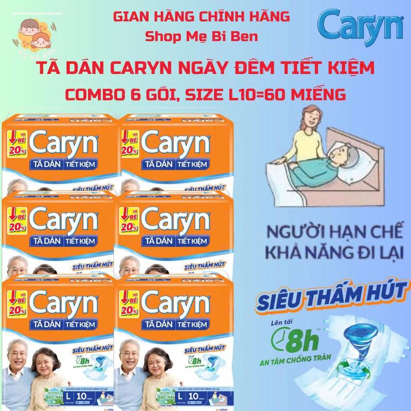 [Thùng 6 gói M10+2/ L10+2 miếng] Tã Bỉm Dán người lớn siêu thấm Caryn Ngày và Đêm M10+2/ L10+2miếng
