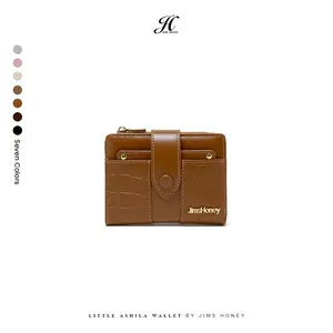 JIMS HONEY - Little Ashila Wallet - Dompet Kecil Wanita koin Minimalis Motif Croco Penutup Kancing Timeless Charm Collections