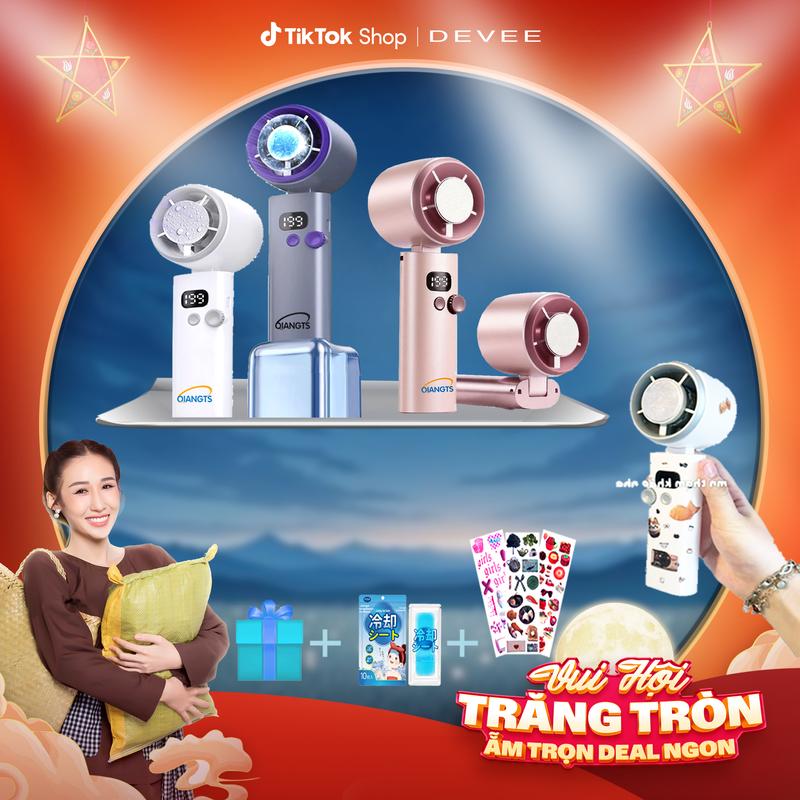 (Huỳnh Như)Qiangts Quạt sò lạnh  2025 Chế độ làm mát 0 độ, với 199 bánh răng tốc độ, Màn hình kỹ thuật số, Có Thể Sạc Lại 3000mAh, Động cơ không chổi than, Hỗ trợ cả ngoài trời và trong nhà([BẢO HÀNH 6 THÁNG - 1 ĐỔI 1]