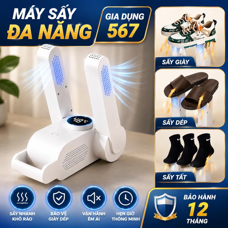 Máy Sấy Giày Đa Năng – Sấy Giày, Dép, Tất Nhanh Khô, Khử Mùi, Hẹn Giờ Thông Minh