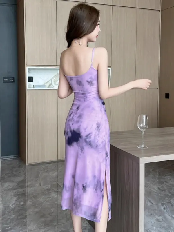 3301 purple dress sexy wanita gaun pesta mewah elegan long dress pantai wanita import wanita long dress tanpa lengan motif 1