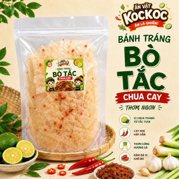 (Best Seller) BÁNH TRÁNG BÒ TẮC CHUA CAY Ăn Vặt Koc Koc, Siêu Nhiều Khô Bò, Chua Thanh Từ Tắc Tươi, Cay Mặn Đậm Đà Cực Cuốn