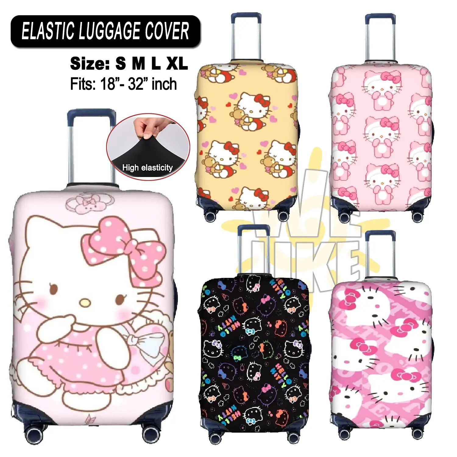 Vỏ Bọc Hành Lý Hello Kitty Kpop, Chất Liệu Đàn Hồi, Bền, Thích Hợp Cho Vali, Bảo Vệ, Chống Bụi, Chống Thấm Nước, Vừa Vặn Với Vali 18-32 Inch, Lý Tưởng Làm Quà Tặng, Vỏ Bọc