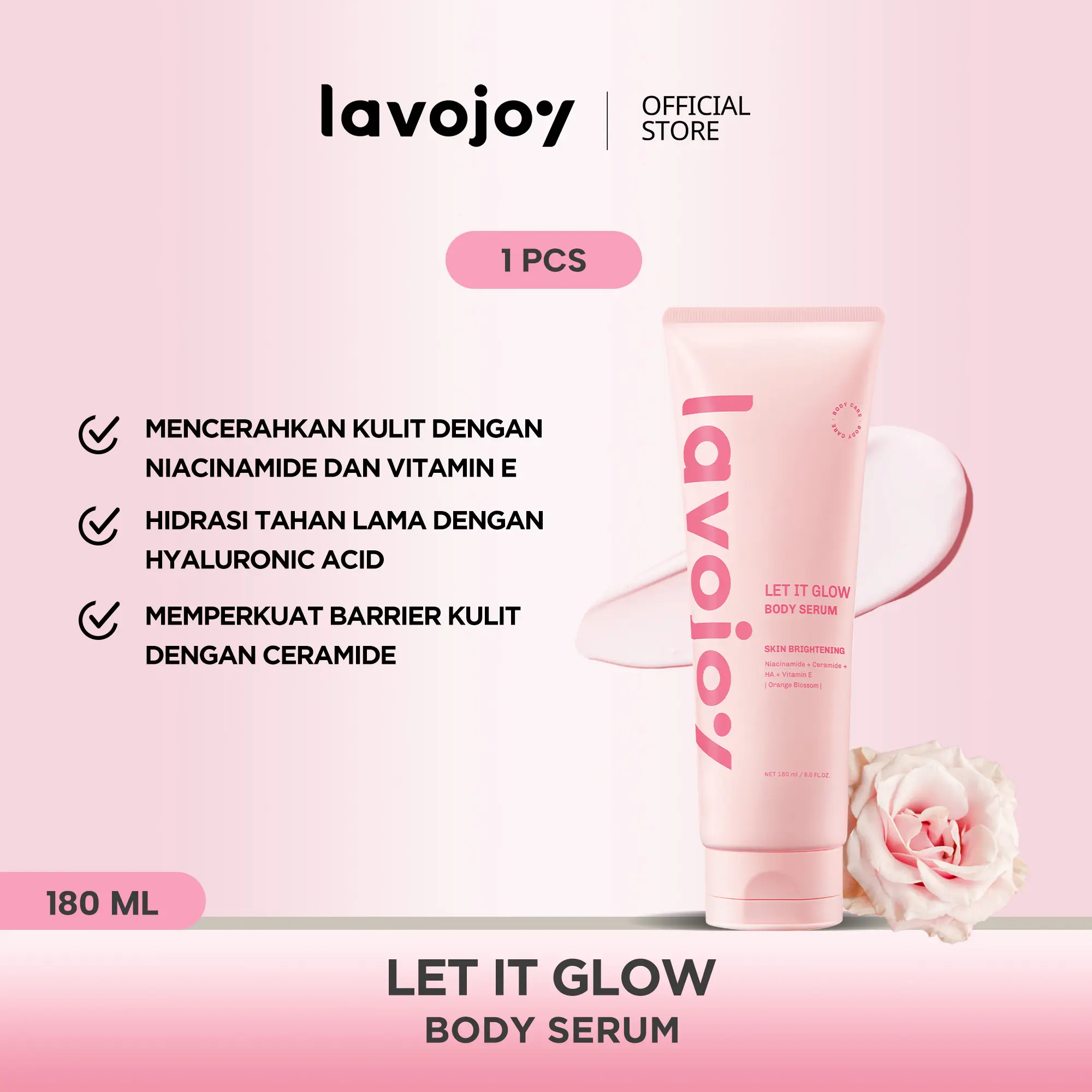 【BEST SELLING】 lavojoy Let It Glow Body Serum Skin Brightening Upgraded Version | Body Lotion untuk Mencerahkan dan Melembabkan kulit dengan Niacinamide + Ceramide + Vitamin E