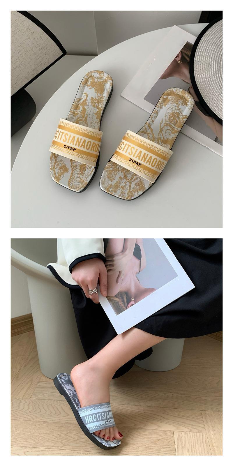 Product Introduction of Flat Shoes Sandals and Slippers for Outer Wear Rhinestone One-Line Fairy Style Sandals Trendy 6
