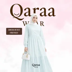 QARAA WEAR Elina Baby Blue Korean Dress Katun Jepang DRESS BUSUI BUKAAN SAMPING KANAN KIRI