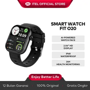 Official itel Smart Watch ISW-O20 AI Watch Face | Pemantau Kesehatan 24 Jam | Layar HD 2.04" | Panggilan BT | Tahan Air IP68 Smartwatch